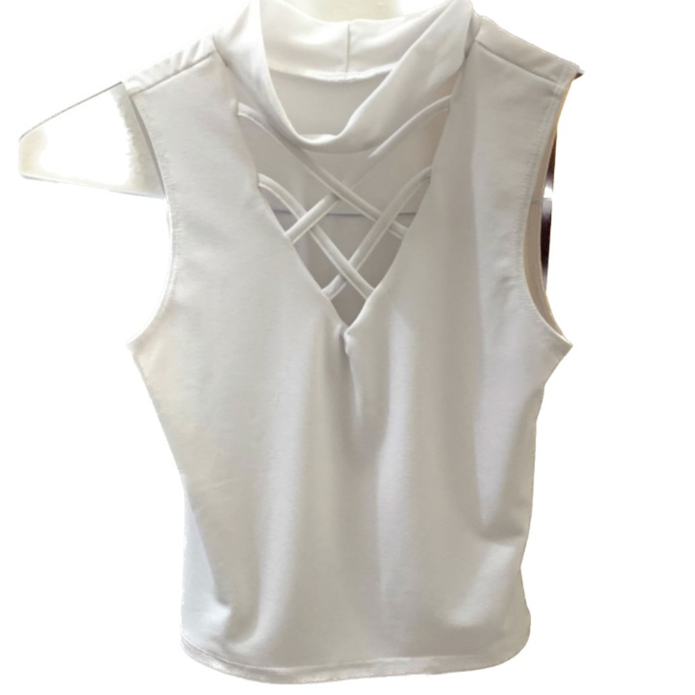Cheryl Kids Cross Front White Tank Top